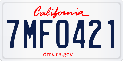 CA license plate 7MFO421