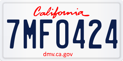 CA license plate 7MFO424