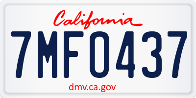 CA license plate 7MFO437