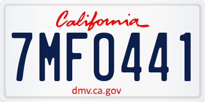 CA license plate 7MFO441