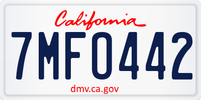 CA license plate 7MFO442