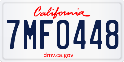 CA license plate 7MFO448