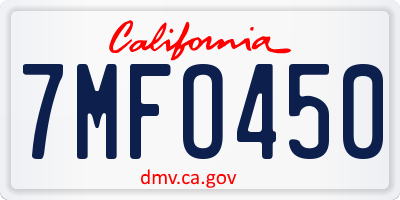 CA license plate 7MFO450