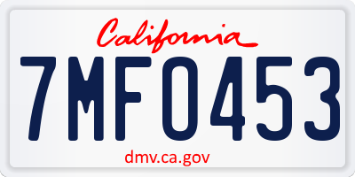 CA license plate 7MFO453