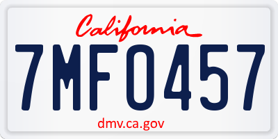 CA license plate 7MFO457