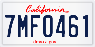 CA license plate 7MFO461