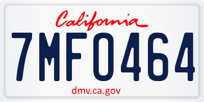 CA license plate 7MFO464