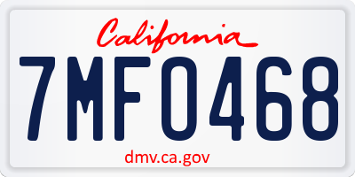 CA license plate 7MFO468