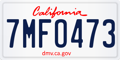 CA license plate 7MFO473