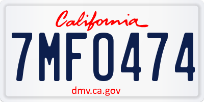 CA license plate 7MFO474