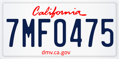 CA license plate 7MFO475