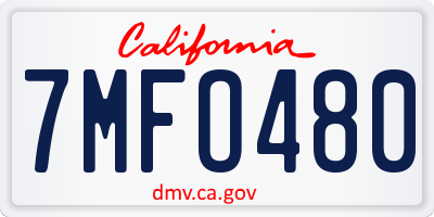 CA license plate 7MFO480