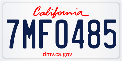 CA license plate 7MFO485