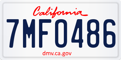CA license plate 7MFO486