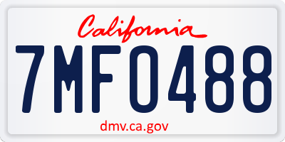 CA license plate 7MFO488