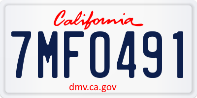 CA license plate 7MFO491