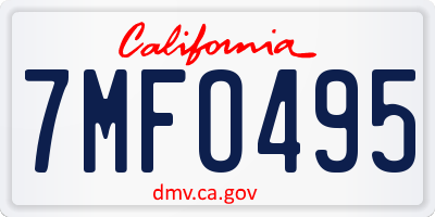 CA license plate 7MFO495