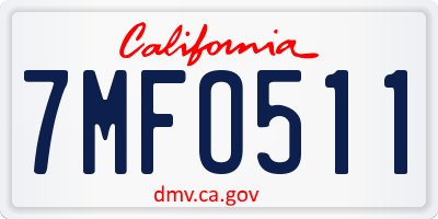 CA license plate 7MFO511