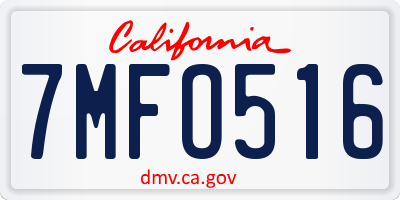 CA license plate 7MFO516