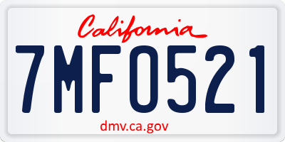 CA license plate 7MFO521