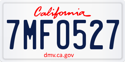 CA license plate 7MFO527