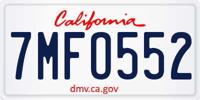 CA license plate 7MFO552