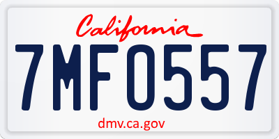 CA license plate 7MFO557