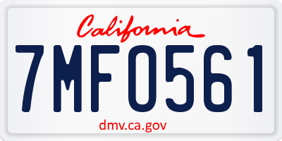 CA license plate 7MFO561