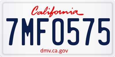 CA license plate 7MFO575