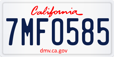 CA license plate 7MFO585
