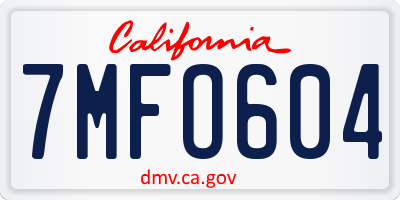 CA license plate 7MFO604