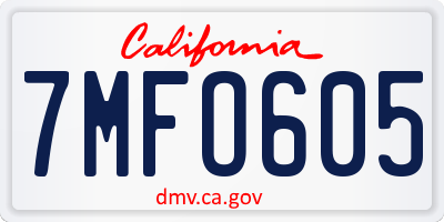 CA license plate 7MFO605