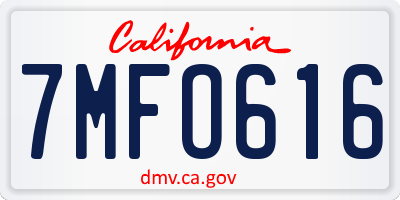 CA license plate 7MFO616