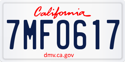 CA license plate 7MFO617