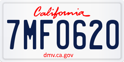 CA license plate 7MFO620