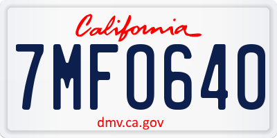 CA license plate 7MFO640