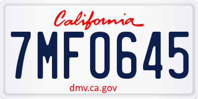 CA license plate 7MFO645