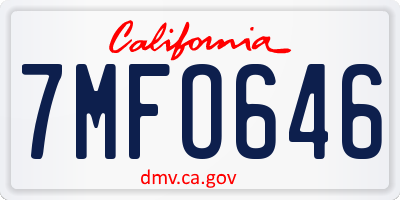 CA license plate 7MFO646