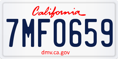 CA license plate 7MFO659