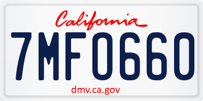 CA license plate 7MFO660