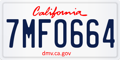CA license plate 7MFO664