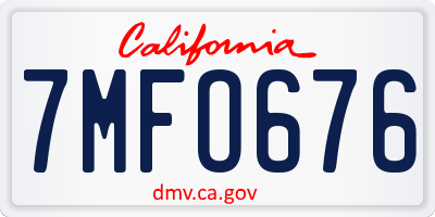 CA license plate 7MFO676