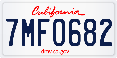 CA license plate 7MFO682