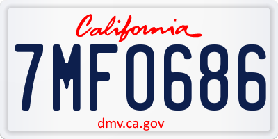 CA license plate 7MFO686