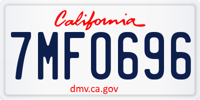 CA license plate 7MFO696