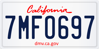 CA license plate 7MFO697