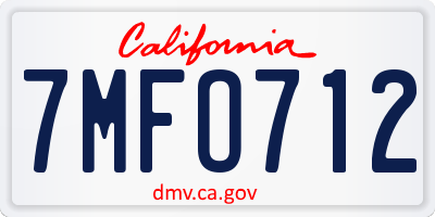 CA license plate 7MFO712