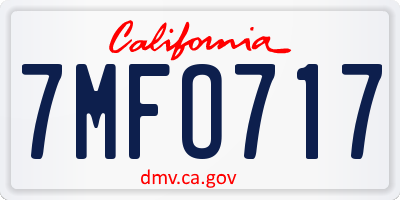 CA license plate 7MFO717