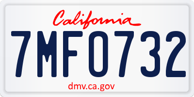 CA license plate 7MFO732