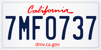 CA license plate 7MFO737